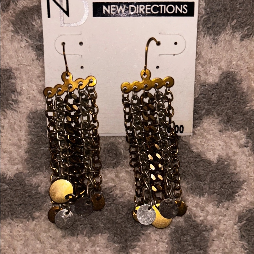 gold and silver toned dangly earrings